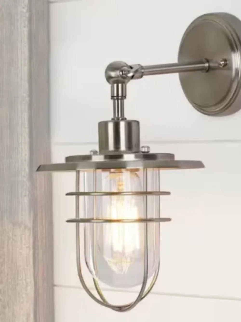 Single Brushed Nickel Farmhouse Lantern for Indoors